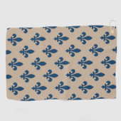 Fleur de Lis Pattern, Royal French Blue op Crème Golfhanddoek (Horizontaal)