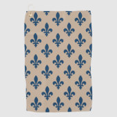 Fleur de Lis Pattern, Royal French Blue op Crème Golfhanddoek (Voorkant)