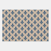 Fleur de Lis Pattern, Royal French Blue op Crème Inpakpapier Vel (Voorkant)