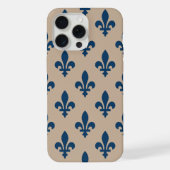 Fleur de Lis Pattern, Royal French Blue op Crème iPhone Hoesje (Achterkant)