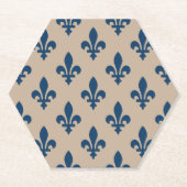 Fleur de Lis Pattern, Royal French Blue op Crème Kartonnen Onderzetters (Voorkant)