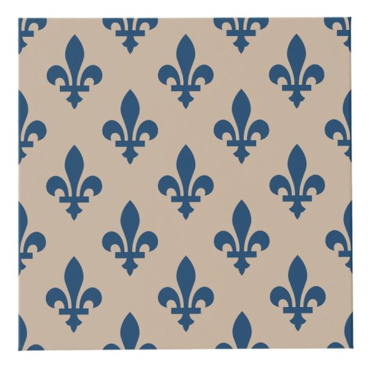 Fleur de Lis Pattern, Royal French Blue op Crème Kubus (Rechts)