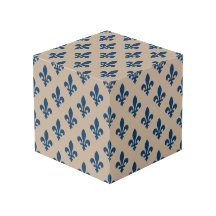 Fleur de Lis Pattern, Royal French Blue op Crème