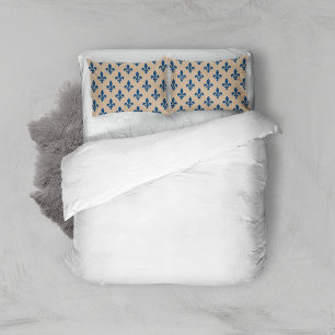 Fleur de Lis Pattern, Royal French Blue op Crème Kussensloop