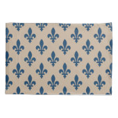 Fleur de Lis Pattern, Royal French Blue op Crème Kussensloop (Achterkant)