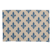 Fleur de Lis Pattern, Royal French Blue op Crème Kussensloop (Voorkant)