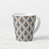 Fleur de Lis Pattern, Royal French Blue op Crème Latte Mok (Rechterhoek)