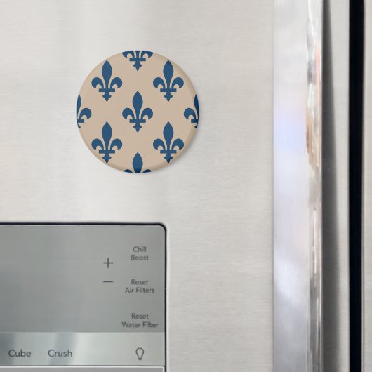 Fleur de Lis Pattern, Royal French Blue op Crème Magneet (Insitu (Koelkast))