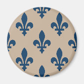 Fleur de Lis Pattern, Royal French Blue op Crème Magneet (Voorkant)