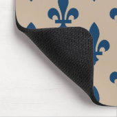 Fleur de Lis Pattern, Royal French Blue op Crème Muismat (Hoek)