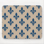 Fleur de Lis Pattern, Royal French Blue op Crème Muismat (Voorkant)