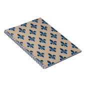 Fleur de Lis Pattern, Royal French Blue op Crème Notitieboek (Rechterzijde)