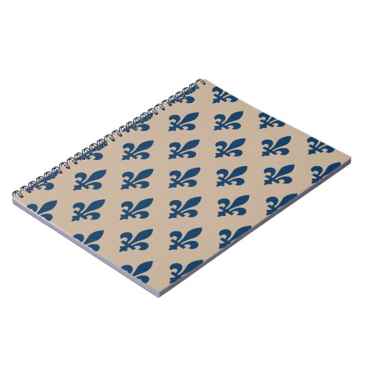 Fleur de Lis Pattern, Royal French Blue op Crème Notitieboek (Linkerzijde)