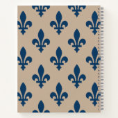 Fleur de Lis Pattern, Royal French Blue op Crème Notitieboek (Achterkant)