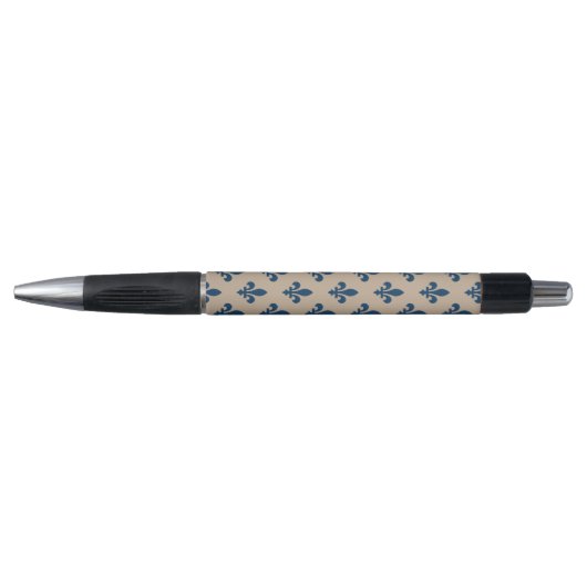 Fleur de Lis Pattern, Royal French Blue op Crème Pen (Voorkant)