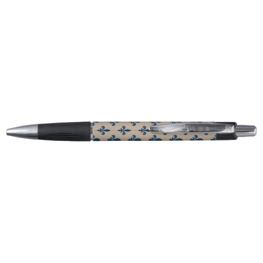 Fleur de Lis Pattern, Royal French Blue op Crème Pen (Achterkant)