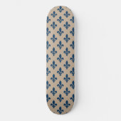 Fleur de Lis Pattern, Royal French Blue op Crème Persoonlijk Skateboard (Voorkant)