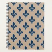 Fleur de Lis Pattern, Royal French Blue op Crème Planner (Voorkant)