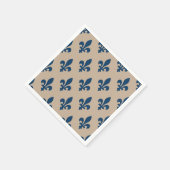 Fleur de Lis Pattern, Royal French Blue op Crème Servet (Hoek)