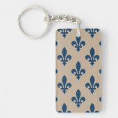 Fleur de Lis Pattern, Royal French Blue op Crème Sleutelhanger (Voorkant)