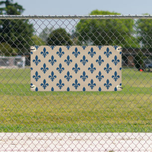 Fleur de Lis Pattern, Royal French Blue op Crème Spandoek