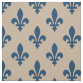 Fleur de Lis Pattern, Royal French Blue op Crème Stof (Swatch)