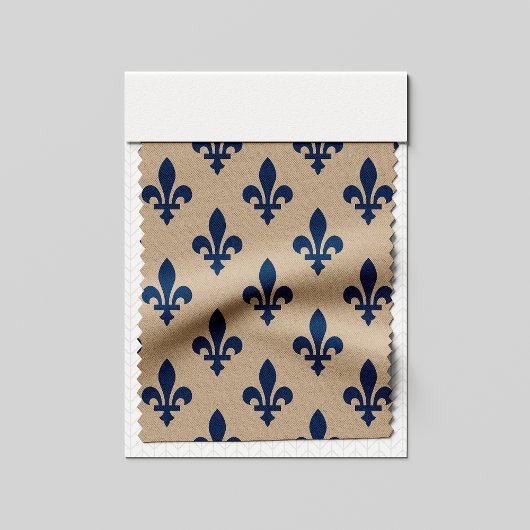 Fleur de Lis Pattern, Royal French Blue op Crème Stof