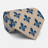 Fleur de Lis Pattern, Royal French Blue op Crème Stropdas (Opgerold)