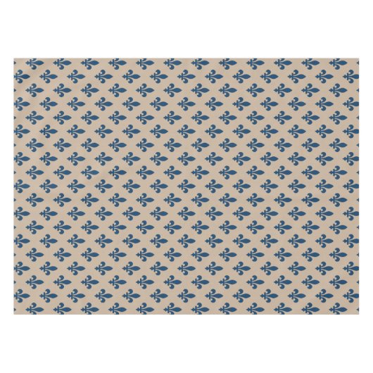 Fleur de Lis Pattern, Royal French Blue op Crème Tafelkleed (Voorkant (Horizontaal))