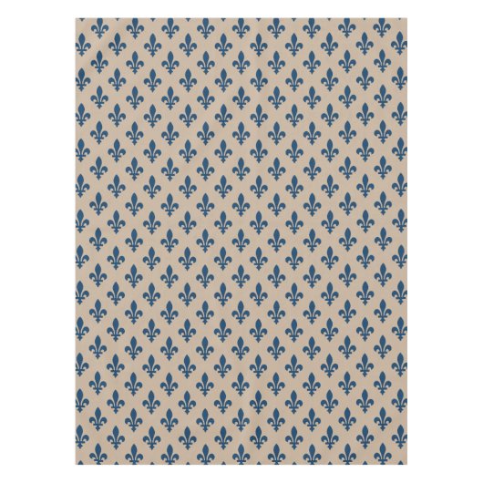 Fleur de Lis Pattern, Royal French Blue op Crème Tafelkleed (Voorkant)