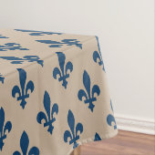 Fleur de Lis Pattern, Royal French Blue op Crème Tafelkleed (Voorbeeld)