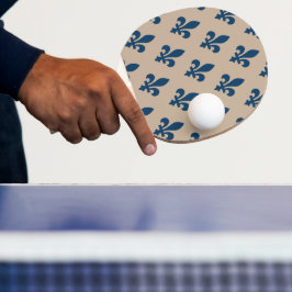 Fleur de Lis Pattern, Royal French Blue op Crème Tafeltennisbatje