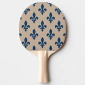 Fleur de Lis Pattern, Royal French Blue op Crème Tafeltennisbatje (Voorkant)