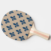 Fleur de Lis Pattern, Royal French Blue op Crème Tafeltennisbatje (Zijkant)