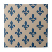 Fleur de Lis Pattern, Royal French Blue op Crème Tegeltje (Voorkant)