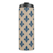 Fleur de Lis Pattern, Royal French Blue op Crème Thermosbeker (Voorkant)