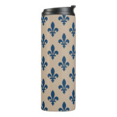 Fleur de Lis Pattern, Royal French Blue op Crème Thermosbeker (Gedraaid links)
