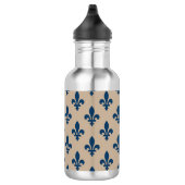 Fleur de Lis Pattern, Royal French Blue op Crème Waterfles (Rechts)