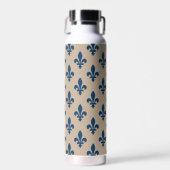 Fleur de Lis Pattern, Royal French Blue op Crème Waterfles (Voorkant)
