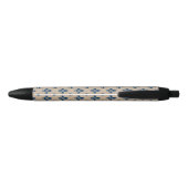 Fleur de Lis Pattern, Royal French Blue op Crème Zwarte Inkt Pen (Achterkant)