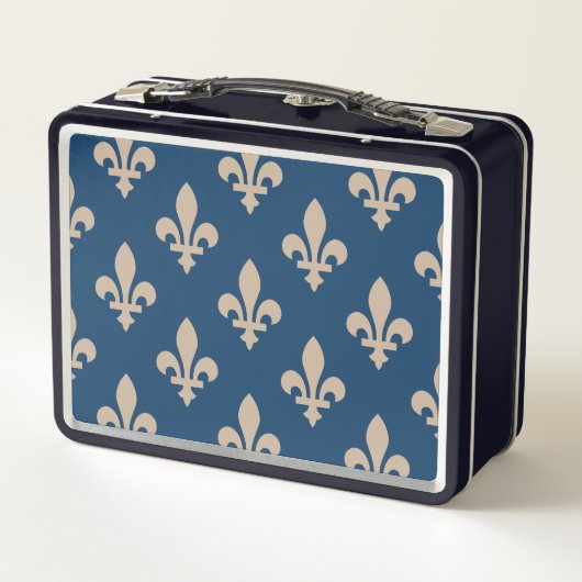 Fleur de Lis Pattern, Royal French, Cream on Blue (Achterkant)