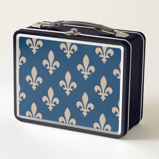 Fleur de Lis Pattern, Royal French, Cream on Blue (Voorkant)