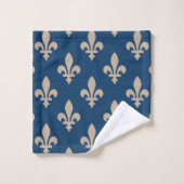 Fleur de Lis Pattern, Royal French, Cream on Blue Bad Handdoek (Wasdoekje)