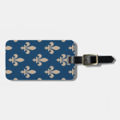 Fleur de Lis Pattern, Royal French, Cream on Blue Bagagelabel (Voorkant horizontaal)
