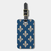 Fleur de Lis Pattern, Royal French, Cream on Blue Bagagelabel (Voorkant verticaal)