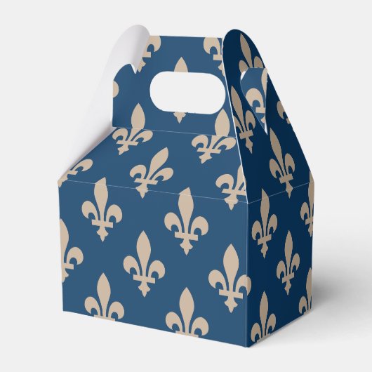 Fleur de Lis Pattern, Royal French, Cream on Blue Bedankdoosjes (Achterkant)