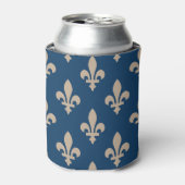 Fleur de Lis Pattern, Royal French, Cream on Blue Blikjeskoeler (Blikje Voorkant)
