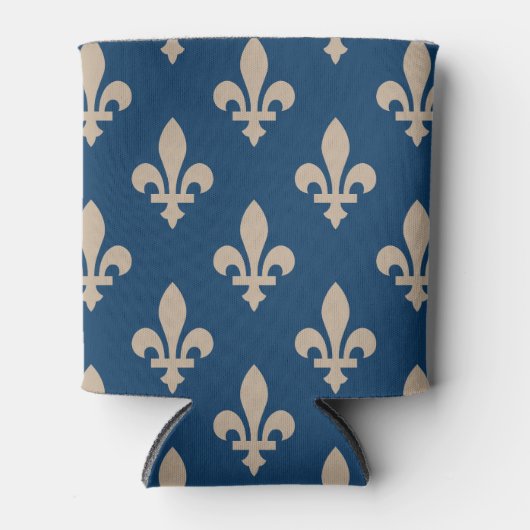 Fleur de Lis Pattern, Royal French, Cream on Blue Blikjeskoeler (Voorkant)