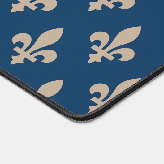 Fleur de Lis Pattern, Royal French, Cream on Blue Bureaumat (Hoek)