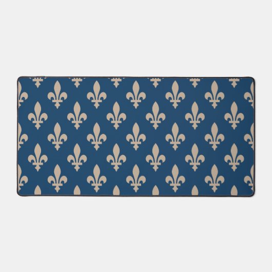Fleur de Lis Pattern, Royal French, Cream on Blue Bureaumat (Voorkant)